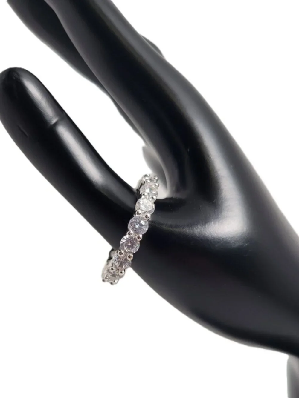 Diamonique Silver Tone Ring Eternity Band Size 9.25